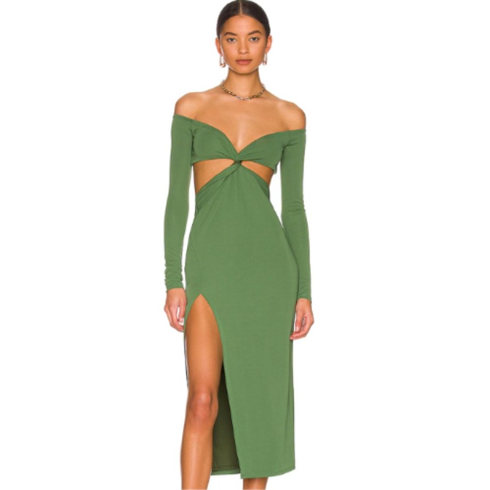 Camila Coelho Maeve Midi Dress in Basil Green NWT Size XS & Small